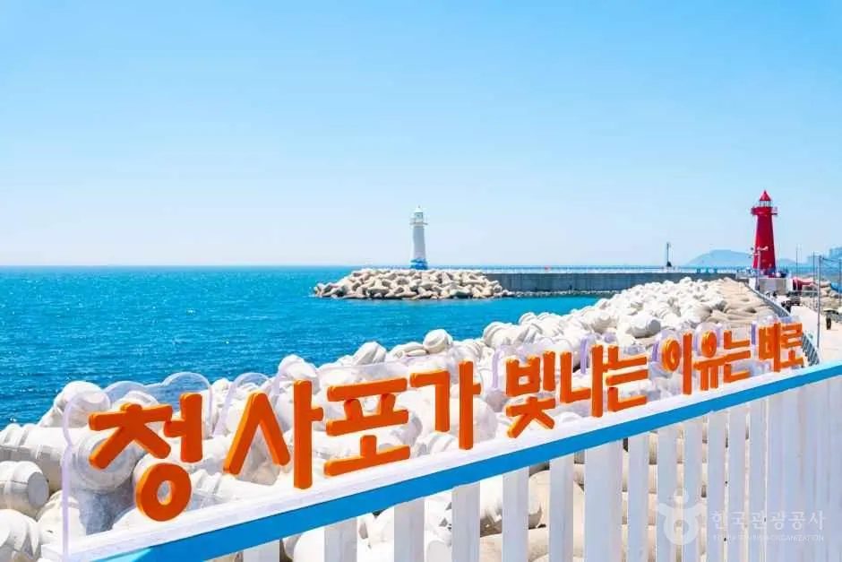 청사포역 카페 건물·좌석·음료와 주변 청사포 바다 풍경 (기관 제공 사진, 촬영시점 미상)
