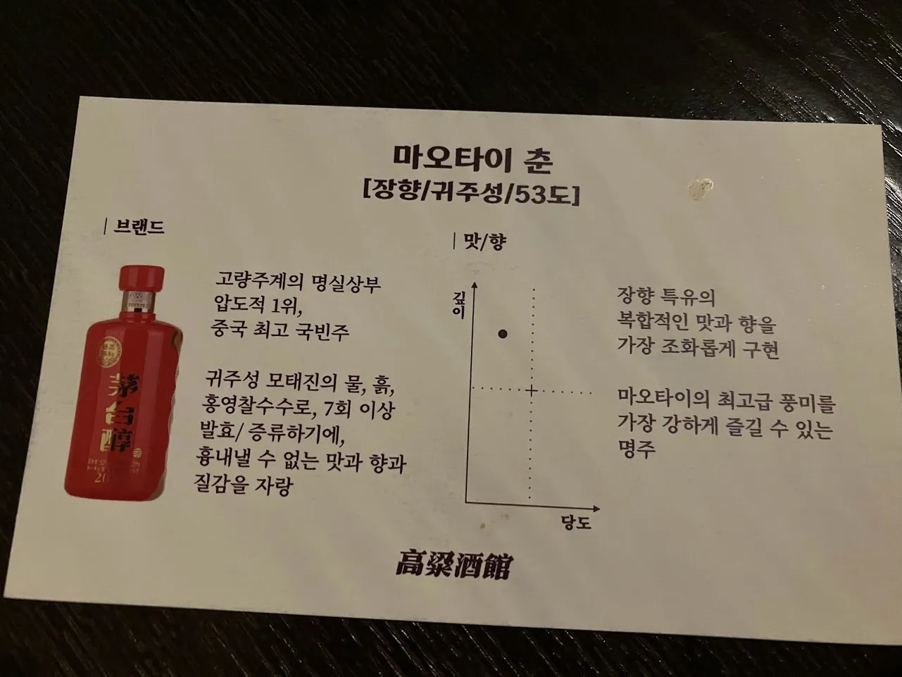 고량주관 종로 본점 · 원문 게시 당시 방문 사진 (2022-12-19T11:21:11+09:00). 청계천로77-3 고량주관 본점 방문·직접 요리·페어링 주류·실내 확인. 서예 중심20은 별도 저작물 권리 미확인으로 보류.