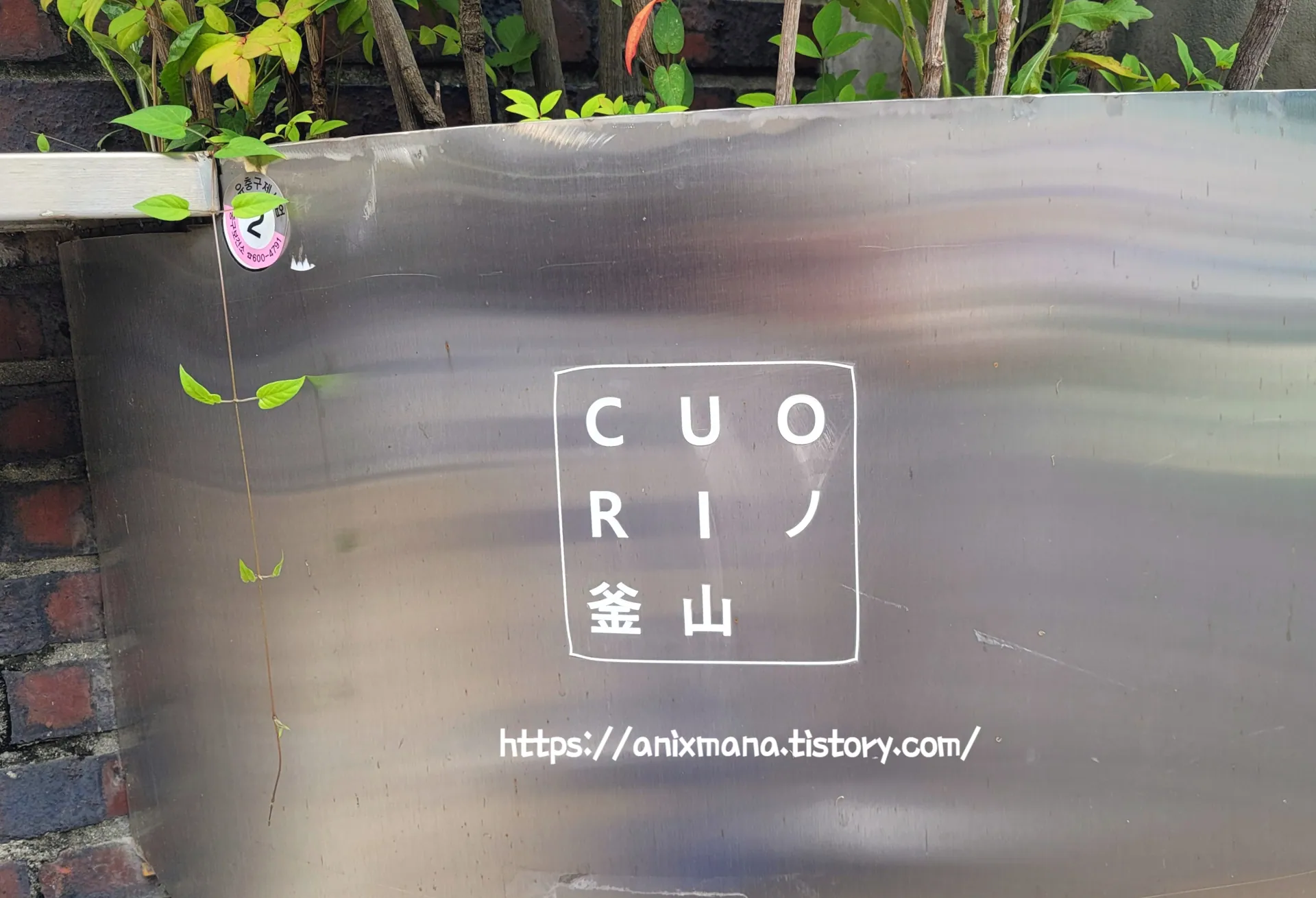 CUORINO name plaque and wall detail.