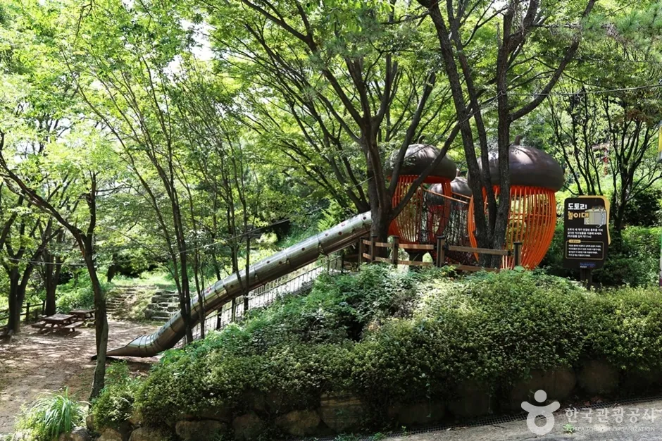황령산레포츠공원 숲속 산책로와 놀이시설
