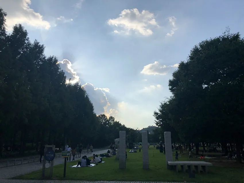 서울숲공원 · 원문 게시 당시 방문 사진 (2019-09-24T22:08:30+09:00). 성동구 서울숲 입구 상호·산책로·호수 직접방문. ND 전체 프레임 유지.